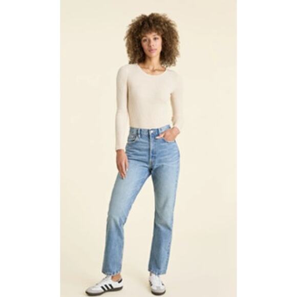 NUUDS Sweater Long Sleeve Ribbed Crewneck Bodysuit L - Picture 1 of 7